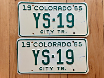 Pair of 1965 Colorado City Tractor License Plates