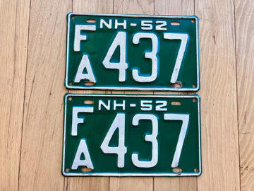 Pair of 1952 New Hampshire License Plates