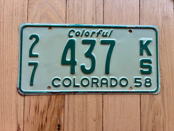 1958 Colorado Truck License Plate
