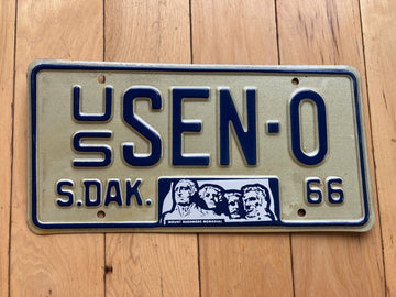 1966 South Dakota US Senator Sample License Plate