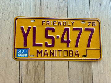 1976 Manitoba License Plate W/ 1982 Tab