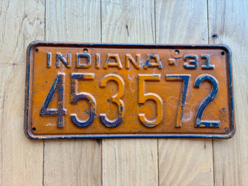 1931 Indiana License Plate