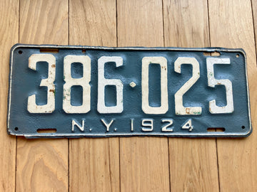 1924 New York Repainted License Plate