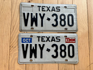 Pair of 1983 Texas License Plates