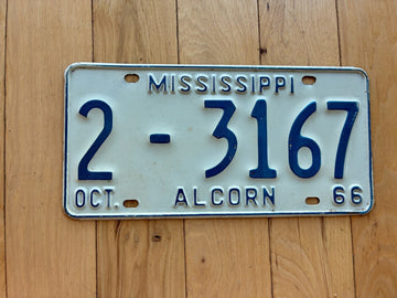 1966 Mississippi Alcorn County License Plate