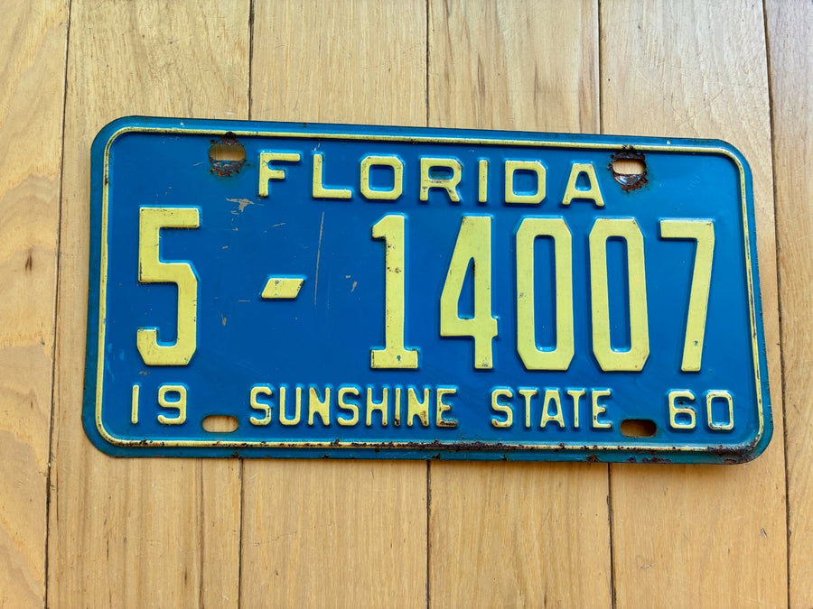 1960 Florida License Plate - Numbers YOM Clear