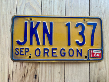1984 Oregon License Plate