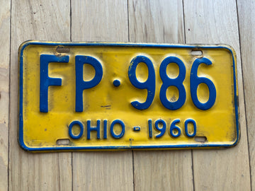 1960 Ohio License Plate