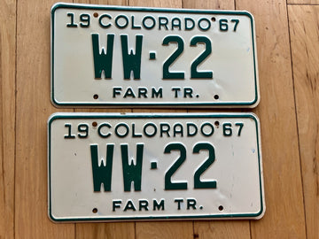 Pair of 1967 Colorado Farm Trailer License Plates