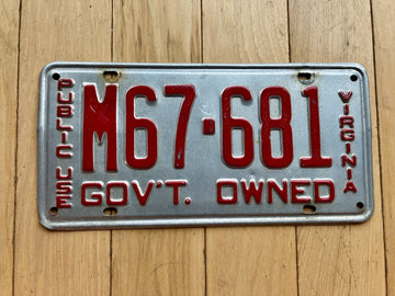 1950 to 1967 Virginia Public Use License Plate