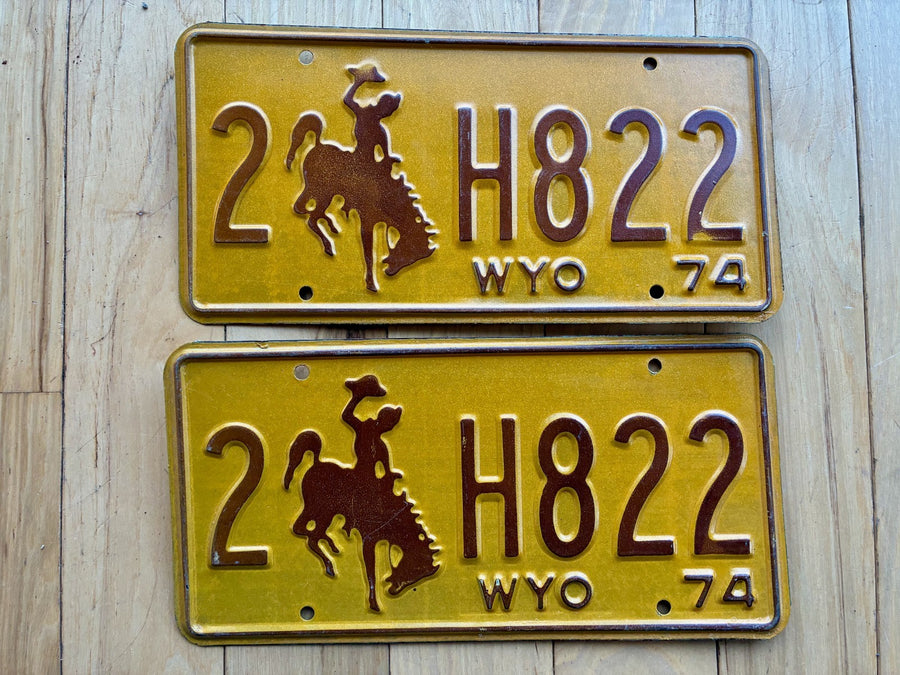 1974 Pair of Wyoming License Plates