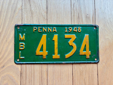 1948 Pennsylvania Motor Boat License Plate