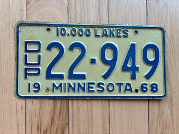 1968 Minnesota Duplicate License Plate