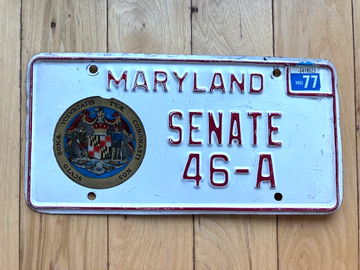 1977 Maryland Senate License Plate