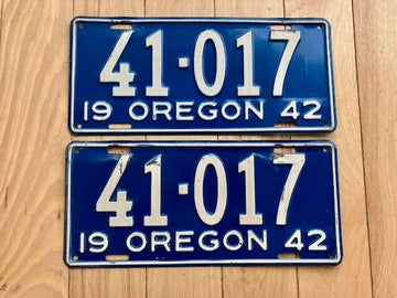 Pair of 1942 Oregon License Plates