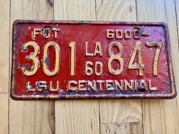1960 Louisiana License Plate / LSU Centennial