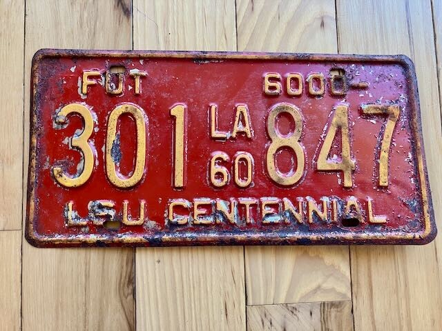 1960 Louisiana License Plate / LSU Centennial