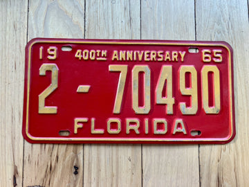 1965 Florida License Plate - Numbers YOM Clear