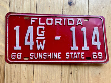 1968 1969 Florida License Plate - Numbers YOM Clear