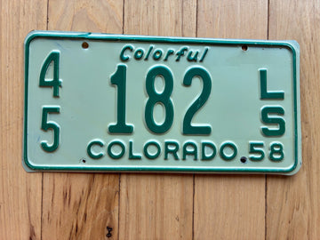 1958 Colorado Trailer License Plate