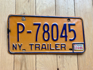 1985 New York Trailer License Plate