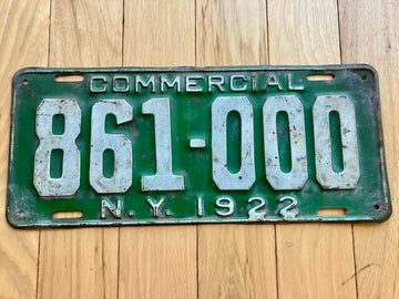 1922 New York Commercial License Plate