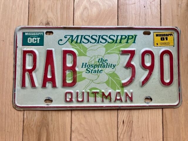 1981 Mississippi Quitman County License Plate