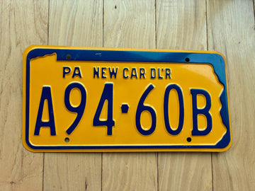 1965 Pennsylvania New Car Dealer License Plate