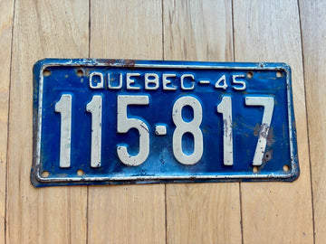 1945 Quebec License Plate