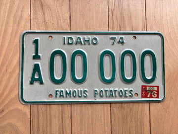 1974 Idaho Sample License Plate W/ 1976 Tab