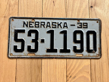 1939 Nebraska License Plate