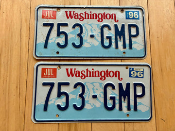 1996 Pair of Washington State License Plates - Check With DOL First For YOM