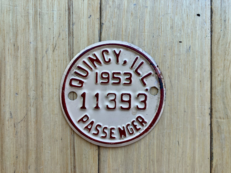 1953 Quincy Illinois License Plate
