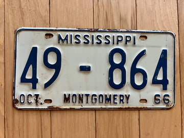 1966 Mississippi Montgomery County License Plate