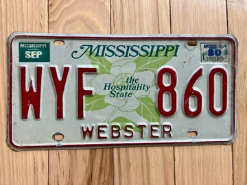 1980 Mississippi Webster County License Plate