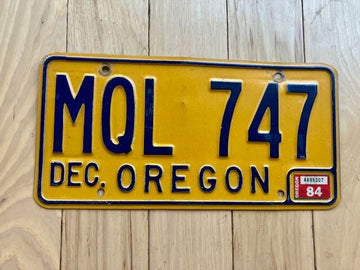 1984 Oregon License Plate