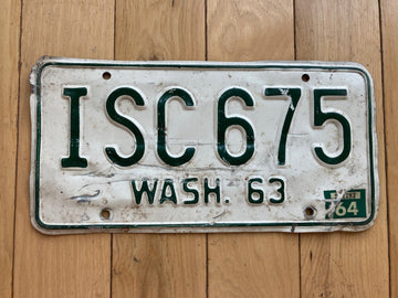 1963 Washington State License Plate W/ 1964 Tab