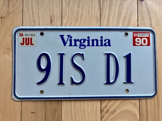 1990 Virginia Vanity License Plate- 9 Is The One?