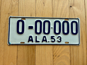 1953 Alabama Sample License Plate