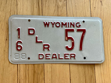 1988 Wyoming Dealer License Plate - Low Number