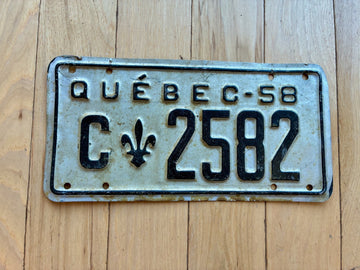 1958 Quebec Farm Tractor License Plate