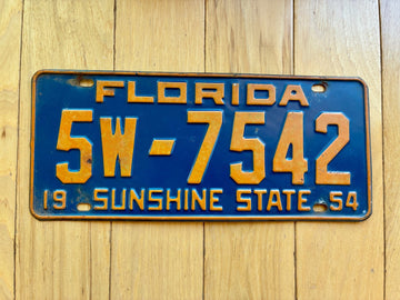 1954 Florida License Plate - Numbers YOM Clear