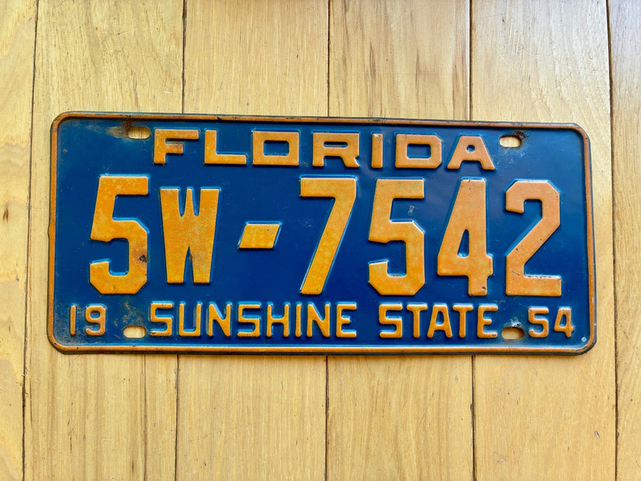 1954 Florida License Plate - Numbers YOM Clear