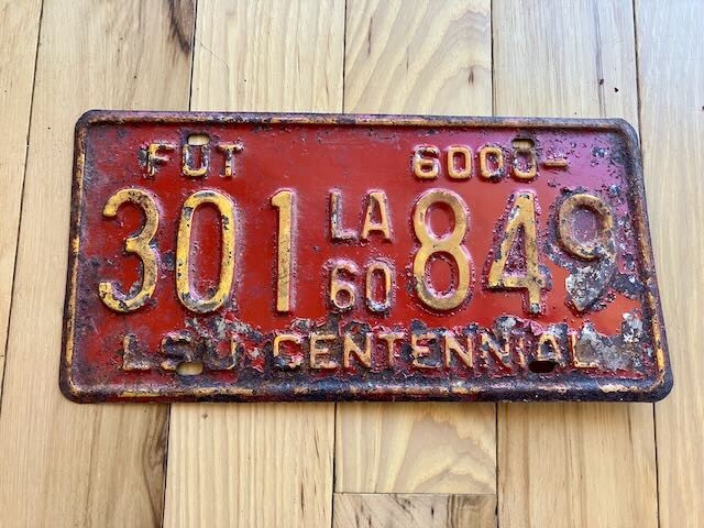 1960 Louisiana License Plate / LSU Centennial