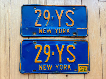 Pair of 1973 New York License Plates