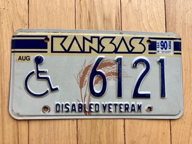 1990 Kansas Disabled Veteran License Plate