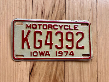 1974 Iowa Motorcycle License Plate