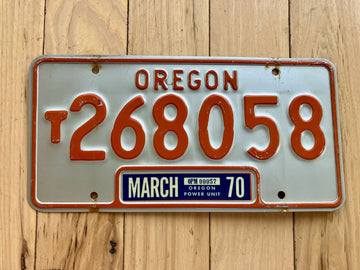 1970 Oregon Truck License Plate