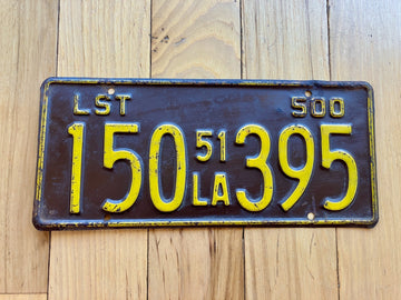 1951 Louisiana LST License Plate