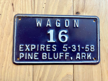1958 Pine Bluff Arkansas Wagon License Plate